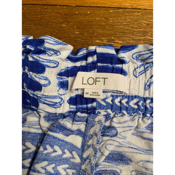 Loft Medium blue white linen shorts drawstring - Picture 3 of 7